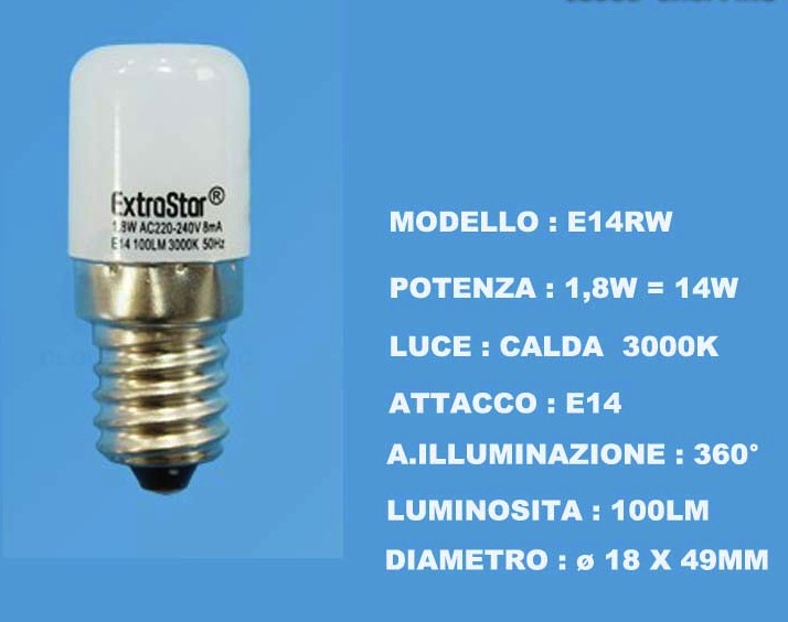 EXTRASTAR LAMPADINA LED E14 1,8W 28SMD LUCE CALDA 8432011591635