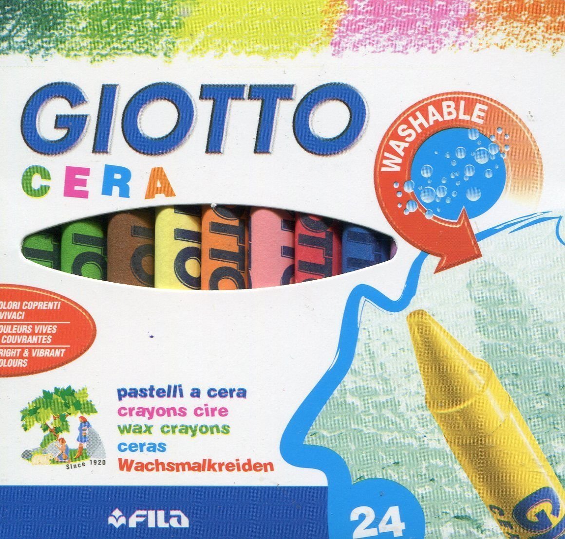 Giotto - Fila Giotto 282200 Pastelli a Cera, 9 mm, Confezione da 24  