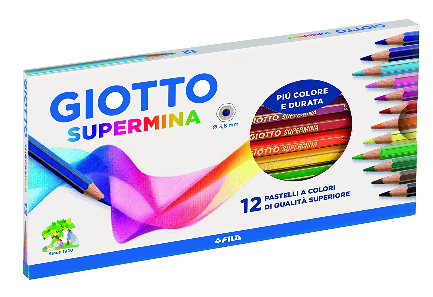 Astuccio 12 Pastelli Colorati Giotto Supermina.