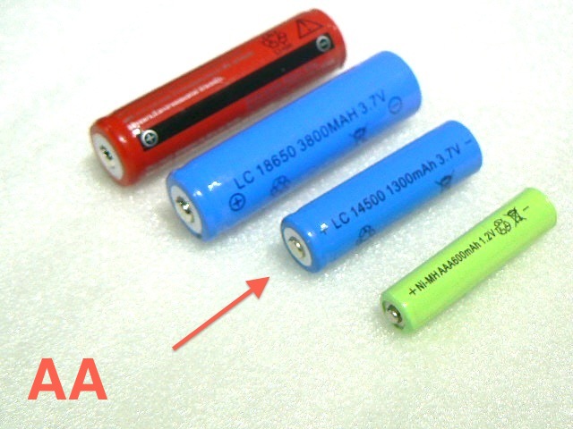 BATTERIA RICARICABILE Litio AA MiniTorce Colore: Li-ion battery 3,7 V