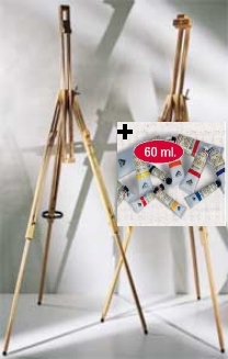 MABEF-Maimeri Kit con 7 Colori OLIO da 60ml+ Cavalletto da campagna Ita 