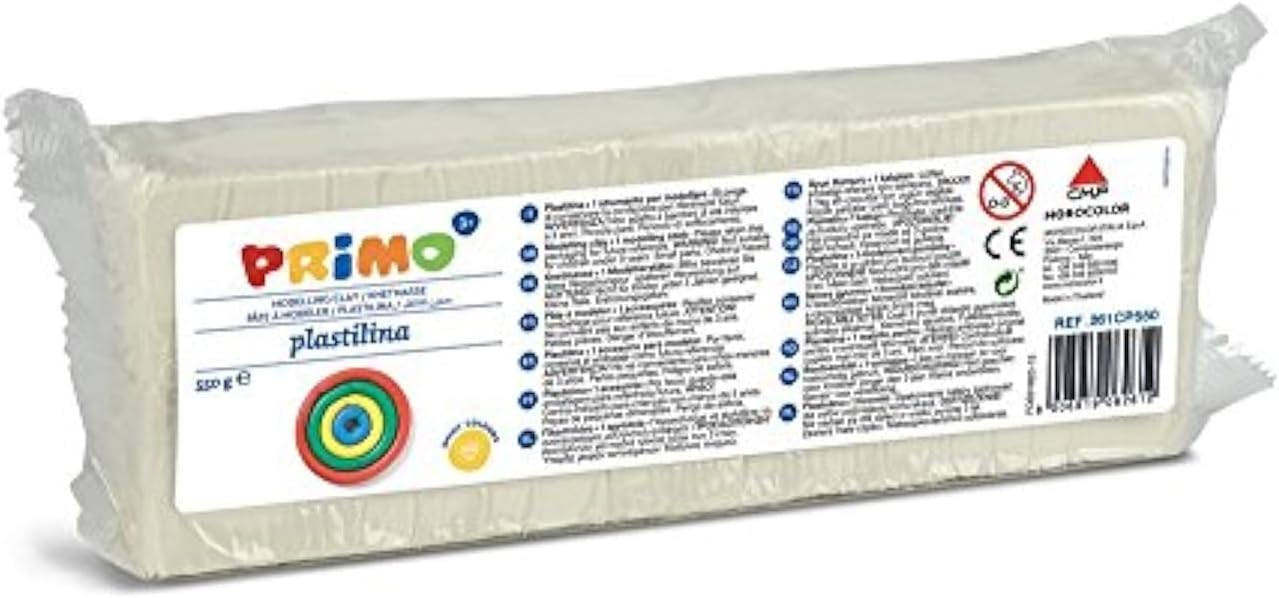 Primo Plastilina 550 Gr completa di stecca: Bianco