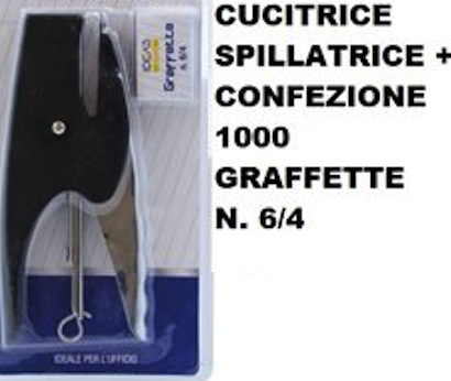 CUCITRICE SPILLATRICE + CONFEZIONE 1000 GRAFFETTE N. 6/4