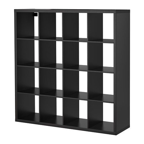 clicca su immagine per consultare dettagli, vedere altre foto e ordinare Ikea Kallax – Scaffale, nero e marrone con 16 cubi 147