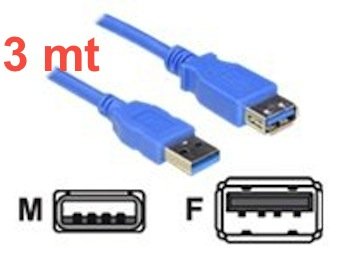 usb PROLUNGA USB con Connettori 3 metri 