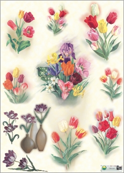 Carta per decoupage fig.154 cm.50x70 - Soggetto Tulipani.