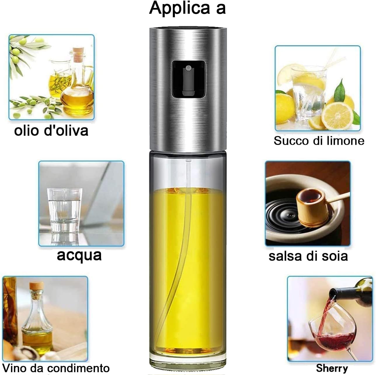 FOTO Bottiglia dosatore Spray per Olio di Oliva e altri Numerosi utilizzi