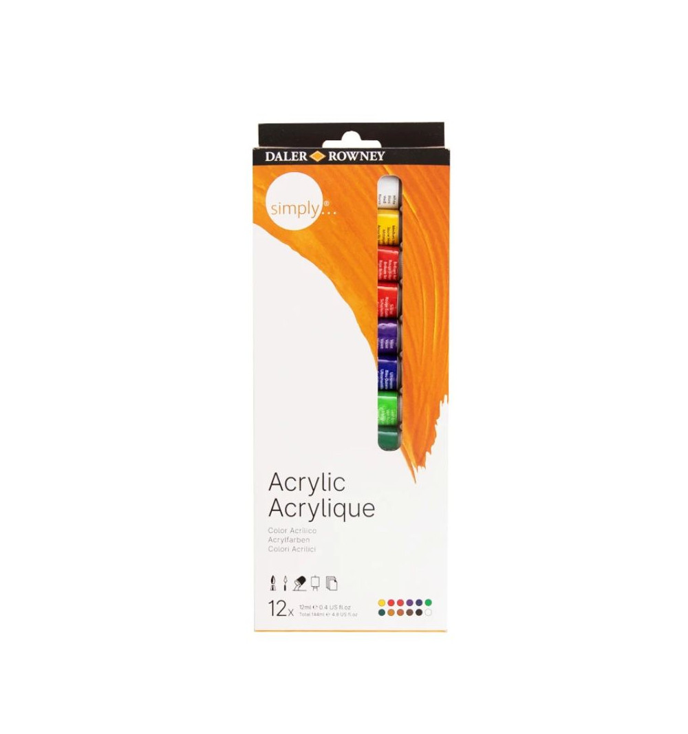 COLORI ACRILICI 12X12ML SIMPLY DALER ROWNEY