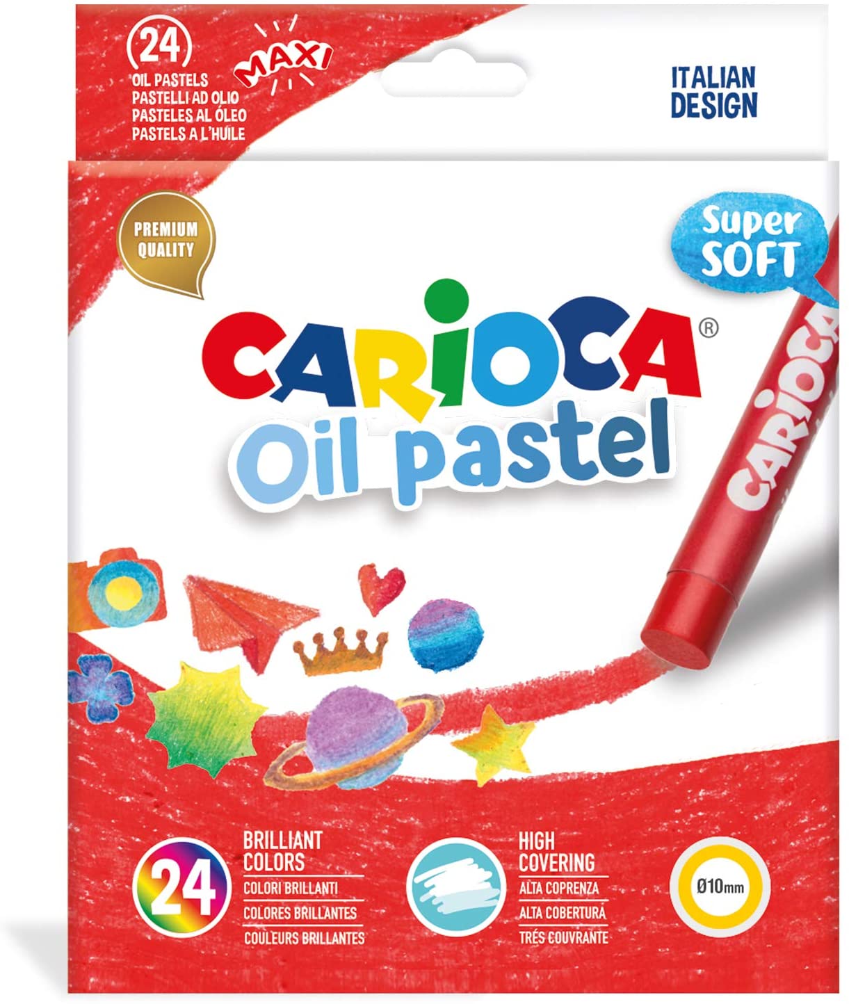 clicca su immagine per consultare dettagli, vedere altre foto e ordinare Carioca Oil Pastel 24 Pastelli a Olio Maxi, Colori Assortiti