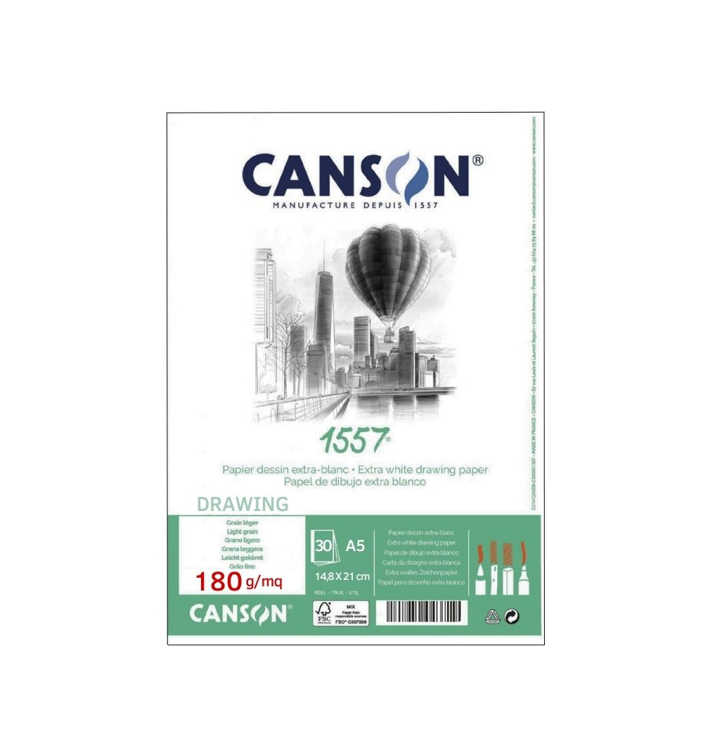 CANSON BLOCCO 1557 A5 LANDSCAPE 180G/MQ 50FF.
