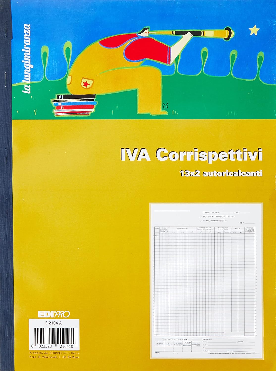 EDIPRO Registro prima nota IVA corrispettivi 13x2 con copia