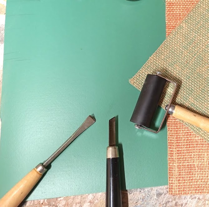 Lastra LINOLEUM per LINOGRAFIA Cm 18x24 Sup.Verde Liscia