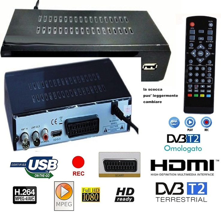 clicca su immagine per consultare dettagli, vedere altre foto e ordinare  DECODER RICEVITORE DIGITALE TERRESTRE DVB-T2 TV SCART HDMI 