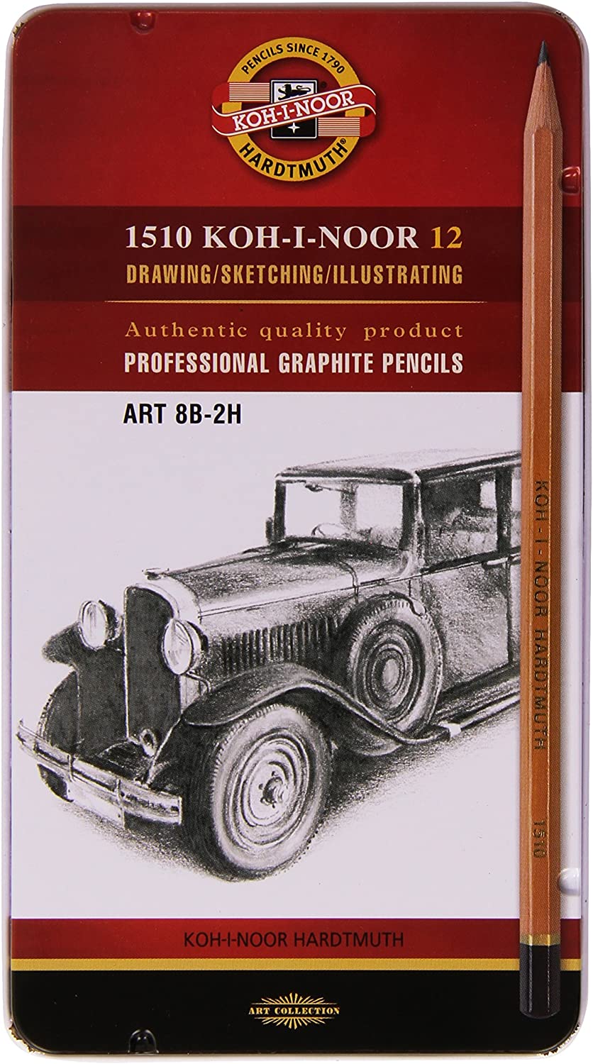 KOH-I-NOOR Set 12 matite in grafite alta qualità in cf.metallo 