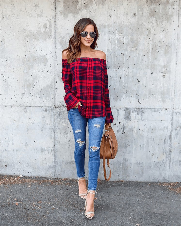 2018 Primavera Autunno Donna Casual Plaid Spalla 