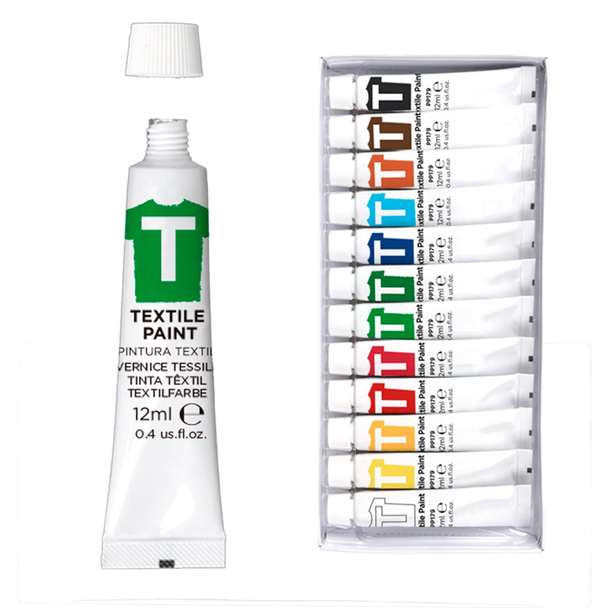 Confezione di 12 Colori per Tessuti Permanenti da 12ml.cad