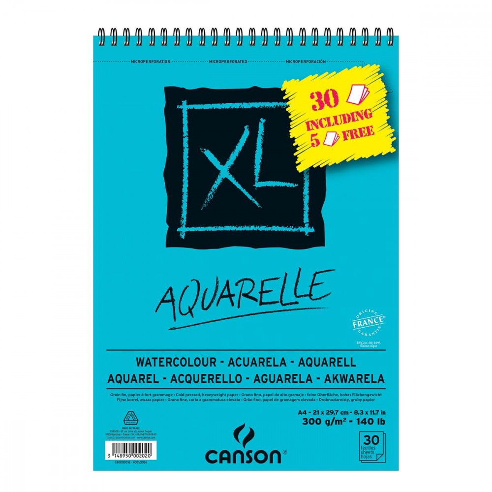 Blocco Acquerello XL Album Spirale aquarelle A4 30fg 300gr.